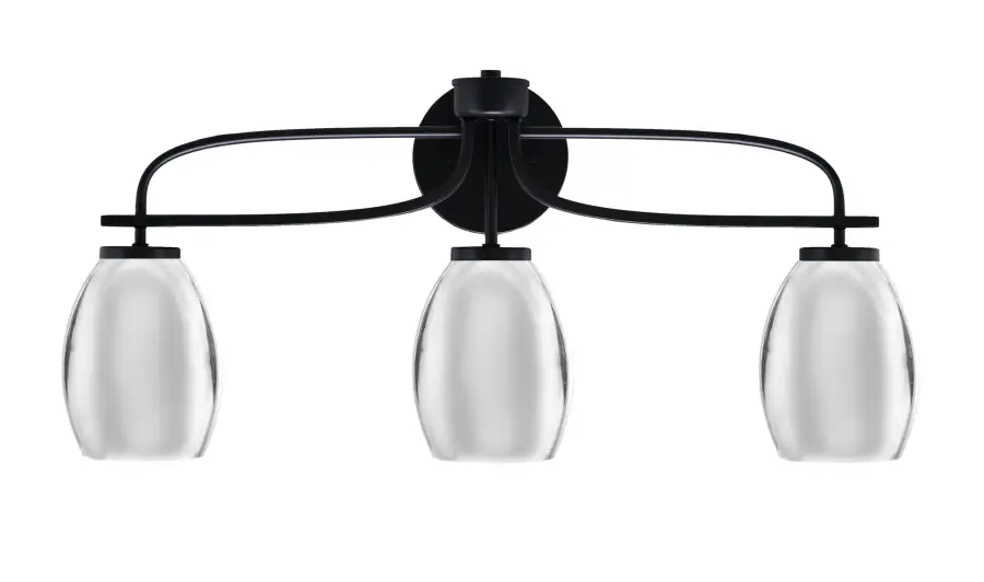 Cavella 3-Light Bath Bar in Matte Black with Chrome Shades - Image 1