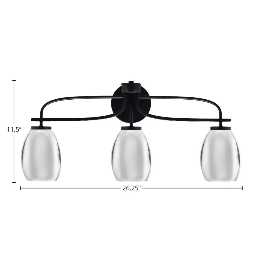 Cavella 3-Light Bath Bar in Matte Black with Chrome Shades - Image 2