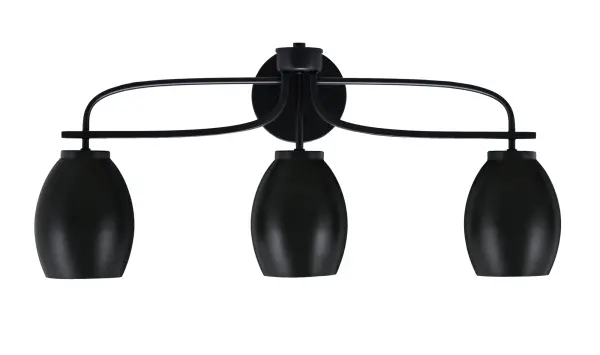 The Cavella 3-Light Bath Bar combines modern aesthetics with practical functionality. Its matte black finish and oval metal shades create a bold statement while providing excellent task lighting for bathrooms.