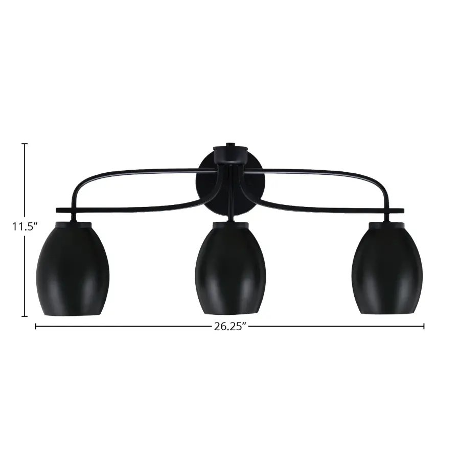 Cavella 3-Light Bath Bar in Matte Black - Image 2
