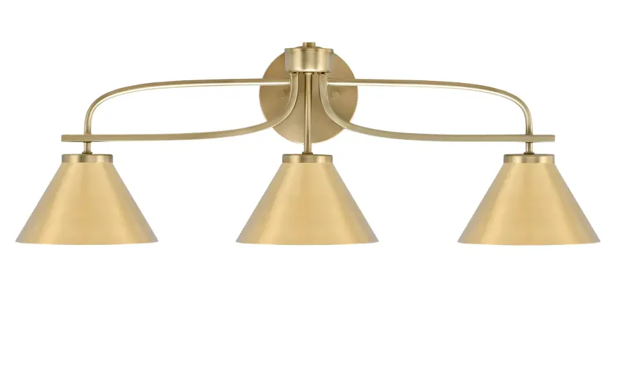 Cavella 3-Light Bath Bar in New Age Brass - Image 1