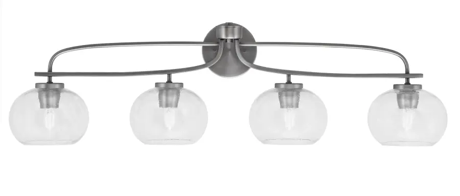 Cavella 4 Light Bath Bar in Graphite with Clear Bubble Glass - Image 1