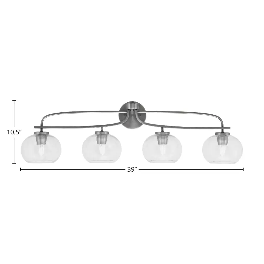 Cavella 4 Light Bath Bar in Graphite with Clear Bubble Glass - Image 2