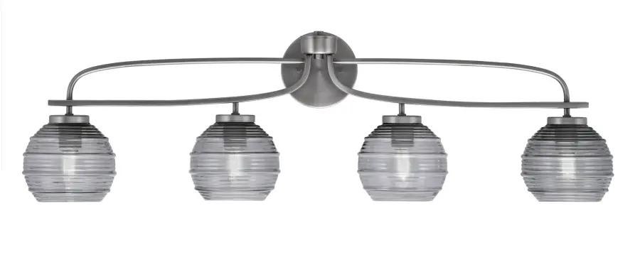 Cavella 4 Light Bath Bar in Graphite with Smoke Ribbed Glass - Image 1