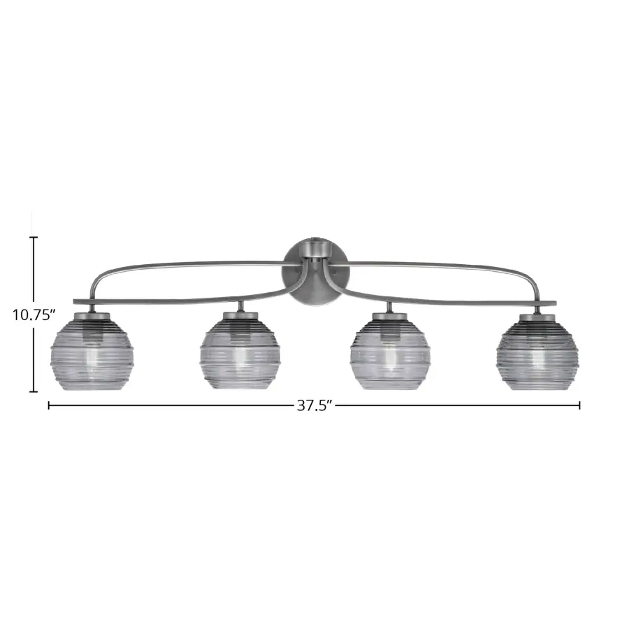 Cavella 4 Light Bath Bar in Graphite with Smoke Ribbed Glass - Image 2