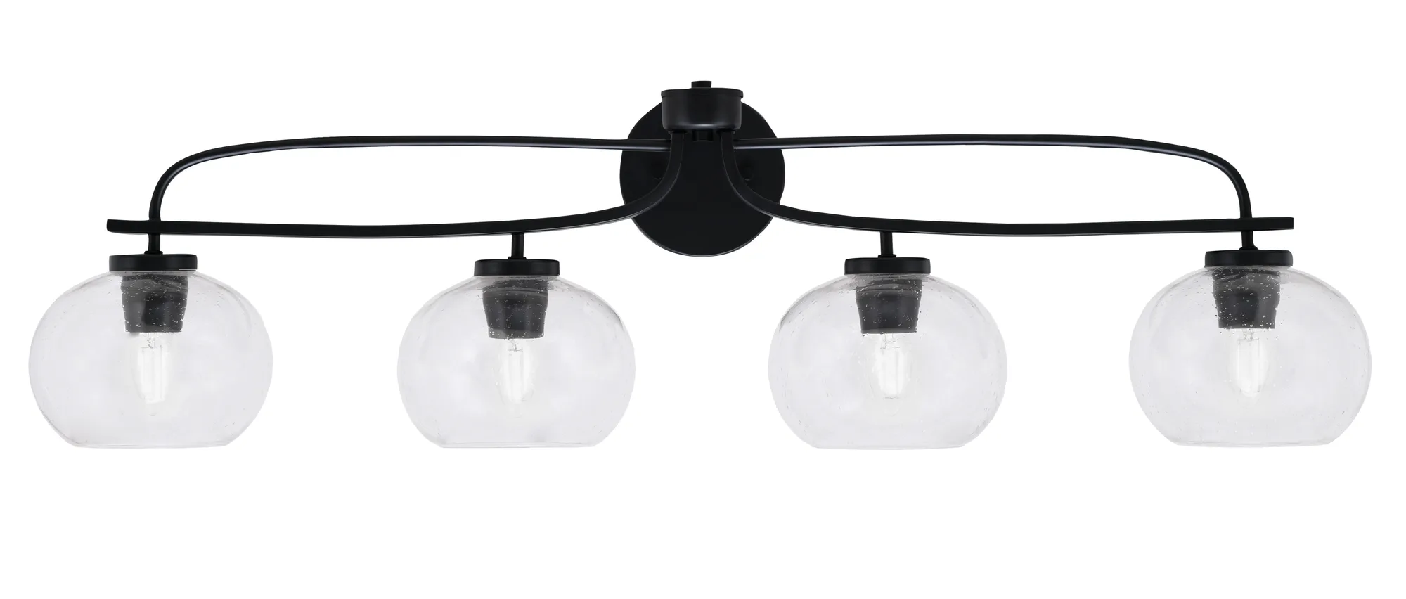 Cavella 4 Light Bath Bar in Matte Black with Clear Bubble Glass