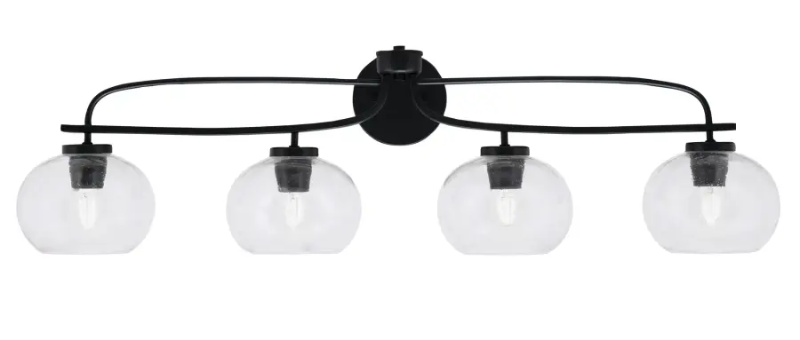 Cavella 4 Light Bath Bar in Matte Black with Clear Bubble Glass - Image 1