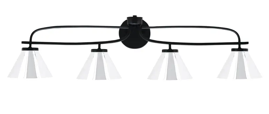 Cavella 4 Light Bath Bar in Matte Black with Chrome Shades