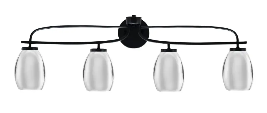 Cavella 4 Light Bath Bar in Matte Black with Chrome Shades