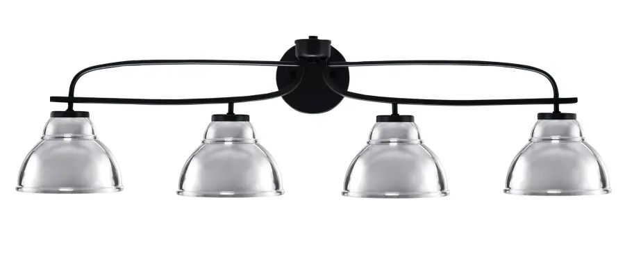Cavella 4 Light Bath Bar in Matte Black with Chrome Double Bubble Shades