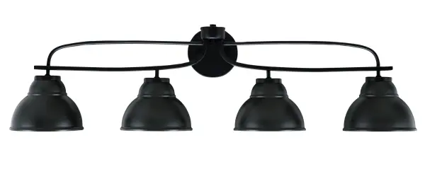 The Cavella 4 Light Bath Bar delivers bold modern style with its striking matte black finish and unique double bubble metal shades. At nearly 40 inches wide, it provides excellent illumination for larger vanities while making a strong design statement.