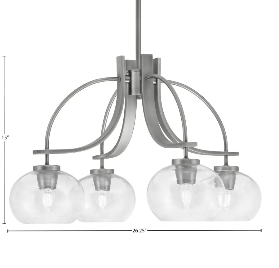 Cavella 4-Light Downlight Chandelier with Clear Bubble Glass - Image 2