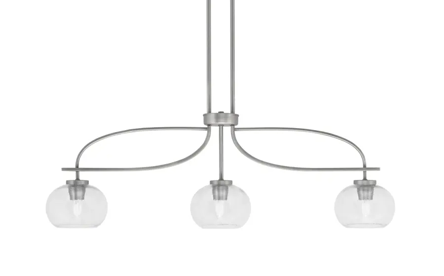 Cavella 3-Light Island Pendant with Clear Bubble Glass - Image 1