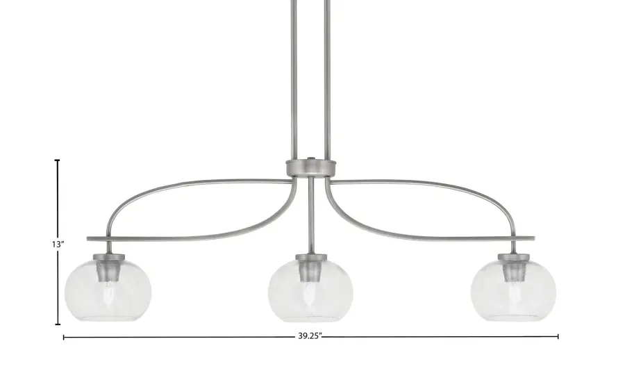 Cavella 3-Light Island Pendant with Clear Bubble Glass - Image 2