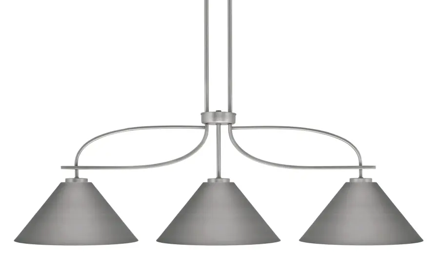 Cavella 3-Light Island Pendant in Graphite with Cone Shades - Image 1