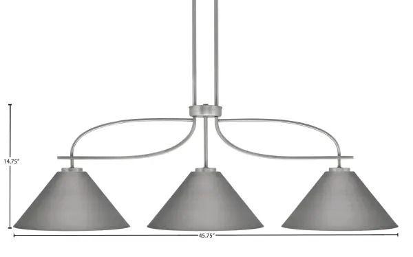 The Cavella brings industrial charm to modern spaces with its graphite finish and cone metal shades. Perfect for kitchen islands and dining areas, this 3-light fixture offers adjustable hanging height and warm illumination. - alternate view