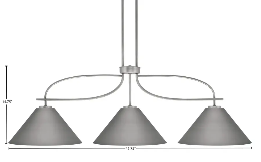 Cavella 3-Light Island Pendant in Graphite with Cone Shades - Image 2