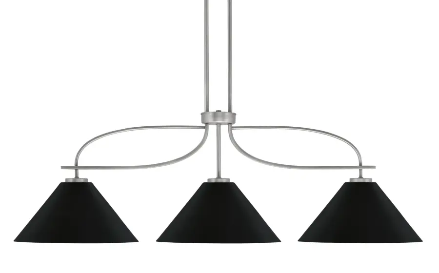Cavella 3-Light Island Pendant in Graphite with Matte Black Shades - Image 1