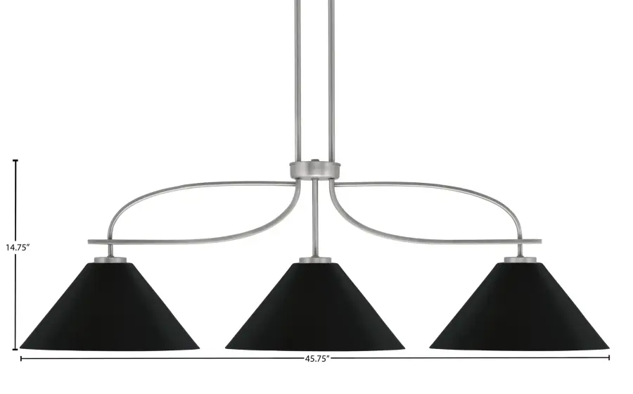 Cavella 3-Light Island Pendant in Graphite with Matte Black Shades - Image 2
