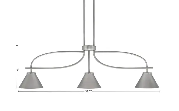 The Cavella 3-Light Island Pendant delivers bold industrial style with its graphite finish and cone metal shades. Perfect for kitchen islands and dining areas, this fixture offers excellent adjustability and ample illumination. - alternate view