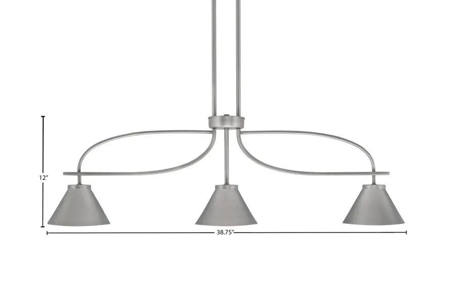 Cavella 3-Light Island Pendant in Graphite with Cone Shades - Image 2