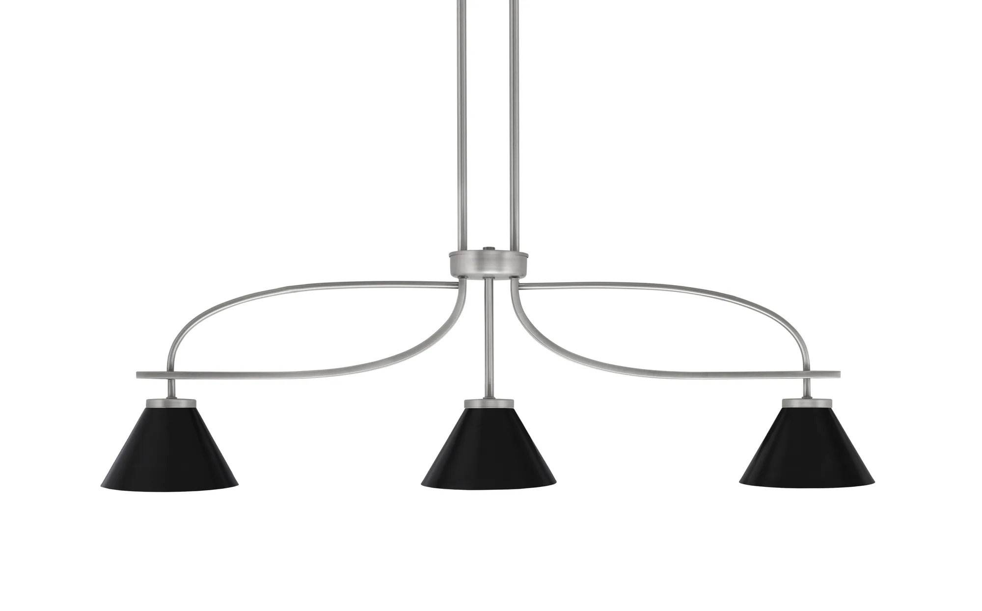 Cavella 3-Light Island Pendant in Graphite with Matte Black Shades