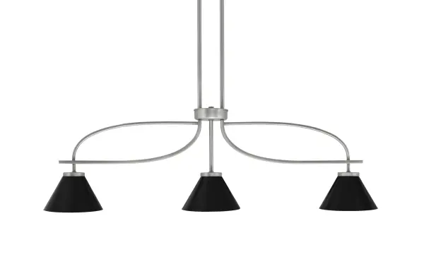 The Cavella 3-Light Island Pendant combines sleek graphite and matte black finishes with cone-shaped metal shades for a contemporary industrial look. Perfect for kitchen islands and dining areas, offering adjustable height and dimmable functionality.