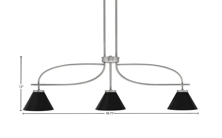 Cavella 3-Light Island Pendant in Graphite with Matte Black Shades - Image 2
