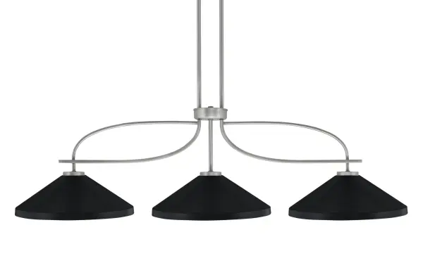The Cavella 3-Light Island Pendant combines industrial charm with contemporary elegance. Its graphite finish and matte black cone shades create striking visual interest while providing focused task lighting perfect for kitchen islands and dining areas.