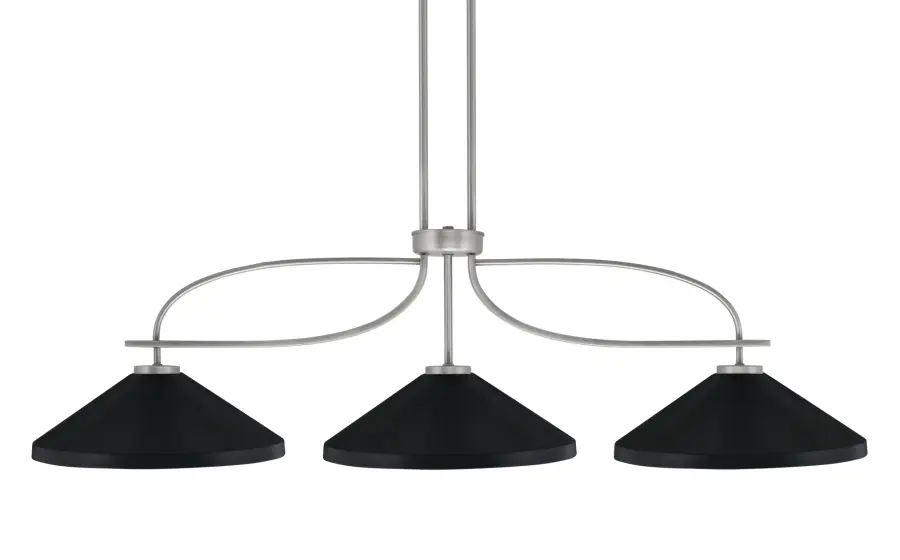 Cavella 3-Light Island Pendant in Graphite with Matte Black Shades - Image 1