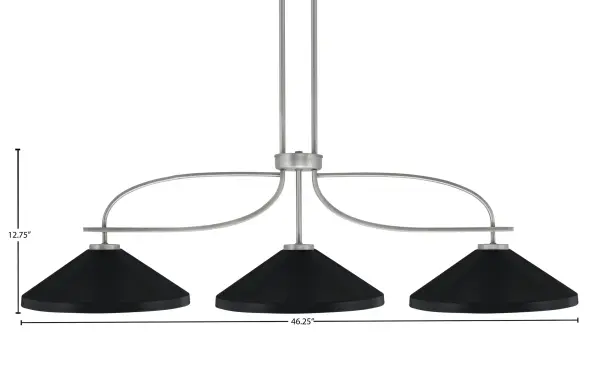 The Cavella 3-Light Island Pendant combines industrial charm with contemporary elegance. Its graphite finish and matte black cone shades create striking visual interest while providing focused task lighting perfect for kitchen islands and dining areas. - alternate view