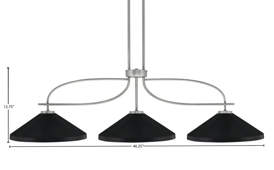 Cavella 3-Light Island Pendant in Graphite with Matte Black Shades - Image 2