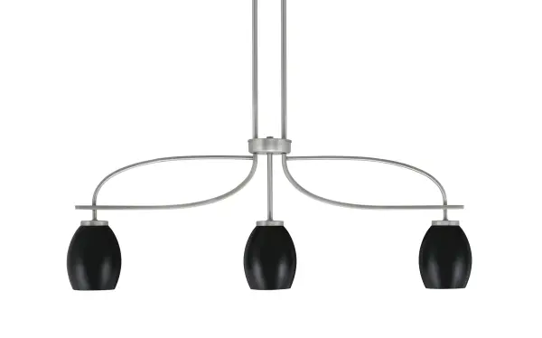 The Cavella 3-Light Island Pendant combines industrial style with modern sophistication. Its graphite finish and matte black oval shades create striking visual impact over kitchen islands and dining tables.