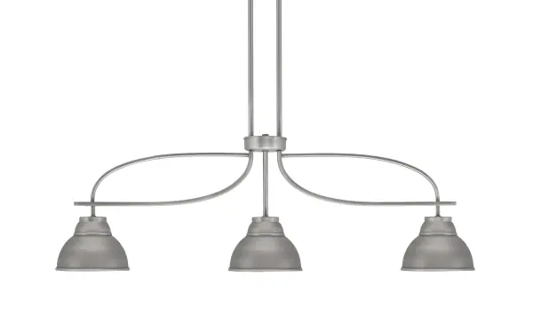 The Cavella 3-Light Island Light brings contemporary industrial style to your space with its striking graphite finish and unique double bubble metal shades. Perfect for kitchen islands and dining areas, this fixture provides excellent task lighting while making a bold design statement.