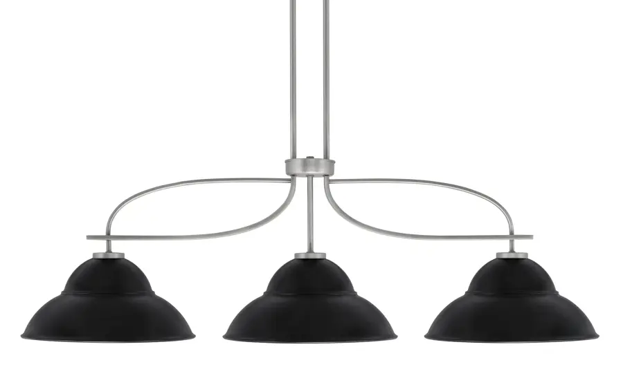 Cavella 3-Light Island Pendant in Graphite with Matte Black Shades - Image 1