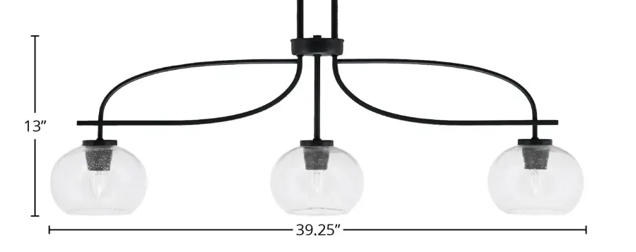 Cavella 3-Light Island Pendant with Clear Bubble Glass - Image 2