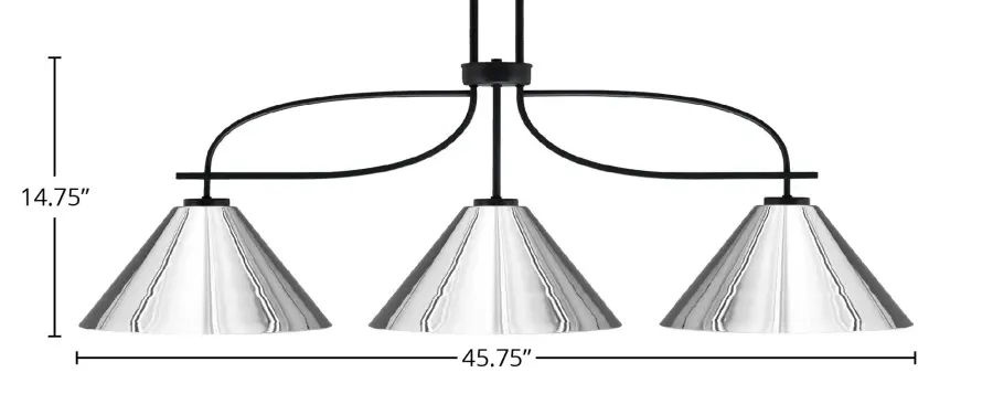 Cavella 3-Light Island Pendant in Matte Black with Chrome Shades - Image 2