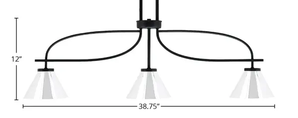 The Cavella 3-Light Island Light delivers focused, contemporary illumination with its striking matte black finish and chrome cone shades. Perfect for kitchen islands and dining areas, this fixture combines industrial style with modern versatility. - alternate view