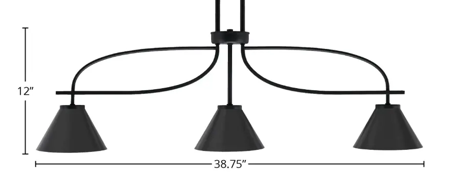 Cavella 3-Light Island Light in Matte Black - Image 2