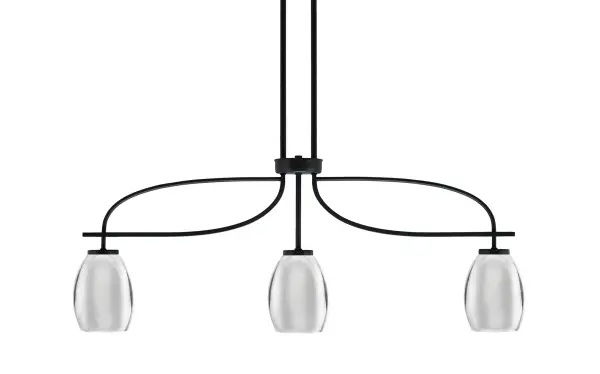 Cavella 3-Light Island Pendant in Matte Black with Chrome Shades - Image 1