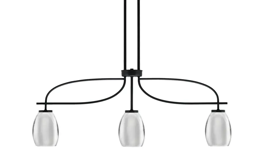 Cavella 3-Light Island Pendant in Matte Black with Chrome Shades - Image 1