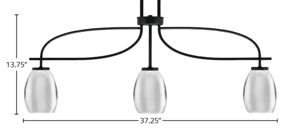 Cavella 3-Light Island Pendant in Matte Black with Chrome Shades - Image 2