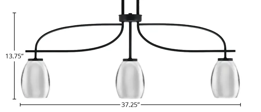 Cavella 3-Light Island Pendant in Matte Black with Chrome Shades - Image 2