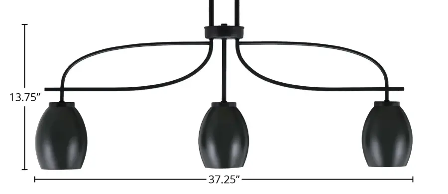 Cavella 3-Light Island Pendant in Matte Black - Image 2