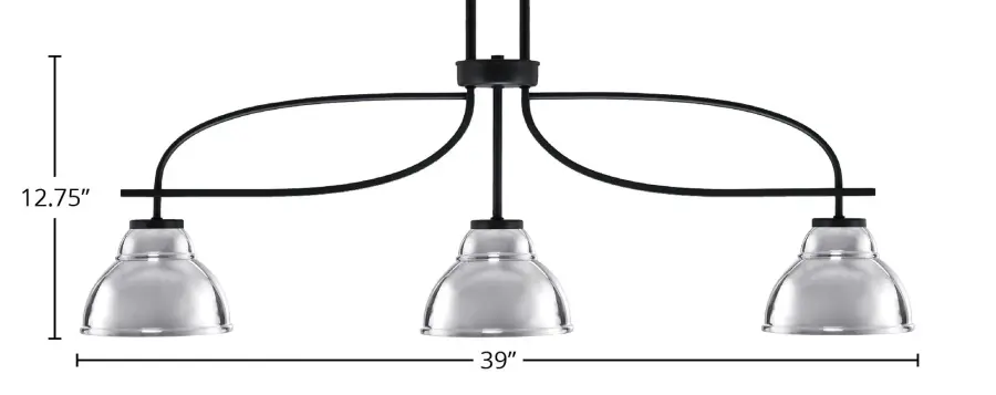 Cavella 3-Light Island Pendant in Matte Black with Chrome Shades - Image 2