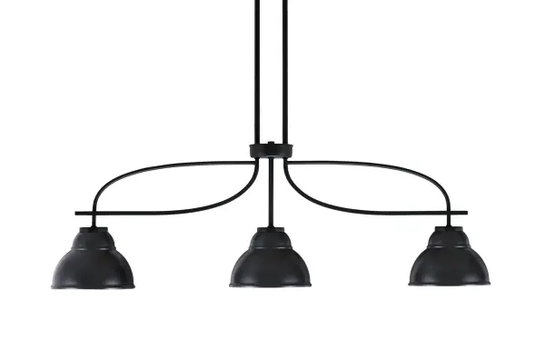 The Cavella 3-Light Island Pendant delivers contemporary style with its sleek matte black finish and distinctive double bubble metal shades. At 39 inches long, it's perfectly sized for standard kitchen islands and dining tables.