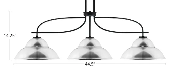 Cavella 3-Light Island Pendant in Matte Black with Chrome Double Bubble Shades - Image 2