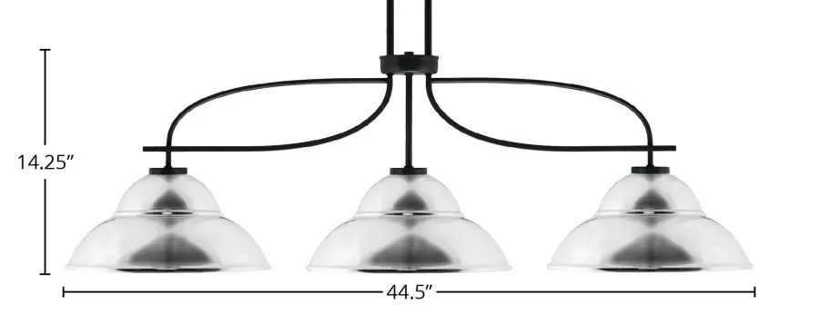 Cavella 3-Light Island Pendant in Matte Black with Chrome Double Bubble Shades - Image 2
