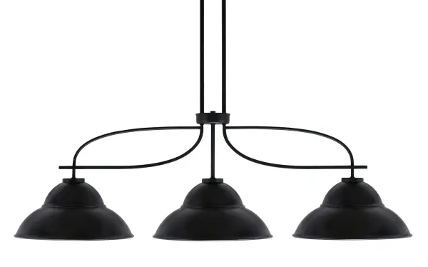 The Cavella 3-Light Island Pendant delivers striking industrial design with its matte black finish and distinctive double bubble metal shades. At 44.5 inches long, it's perfectly sized for kitchen islands and dining tables.