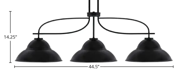 The Cavella 3-Light Island Pendant delivers striking industrial design with its matte black finish and distinctive double bubble metal shades. At 44.5 inches long, it's perfectly sized for kitchen islands and dining tables. - alternate view